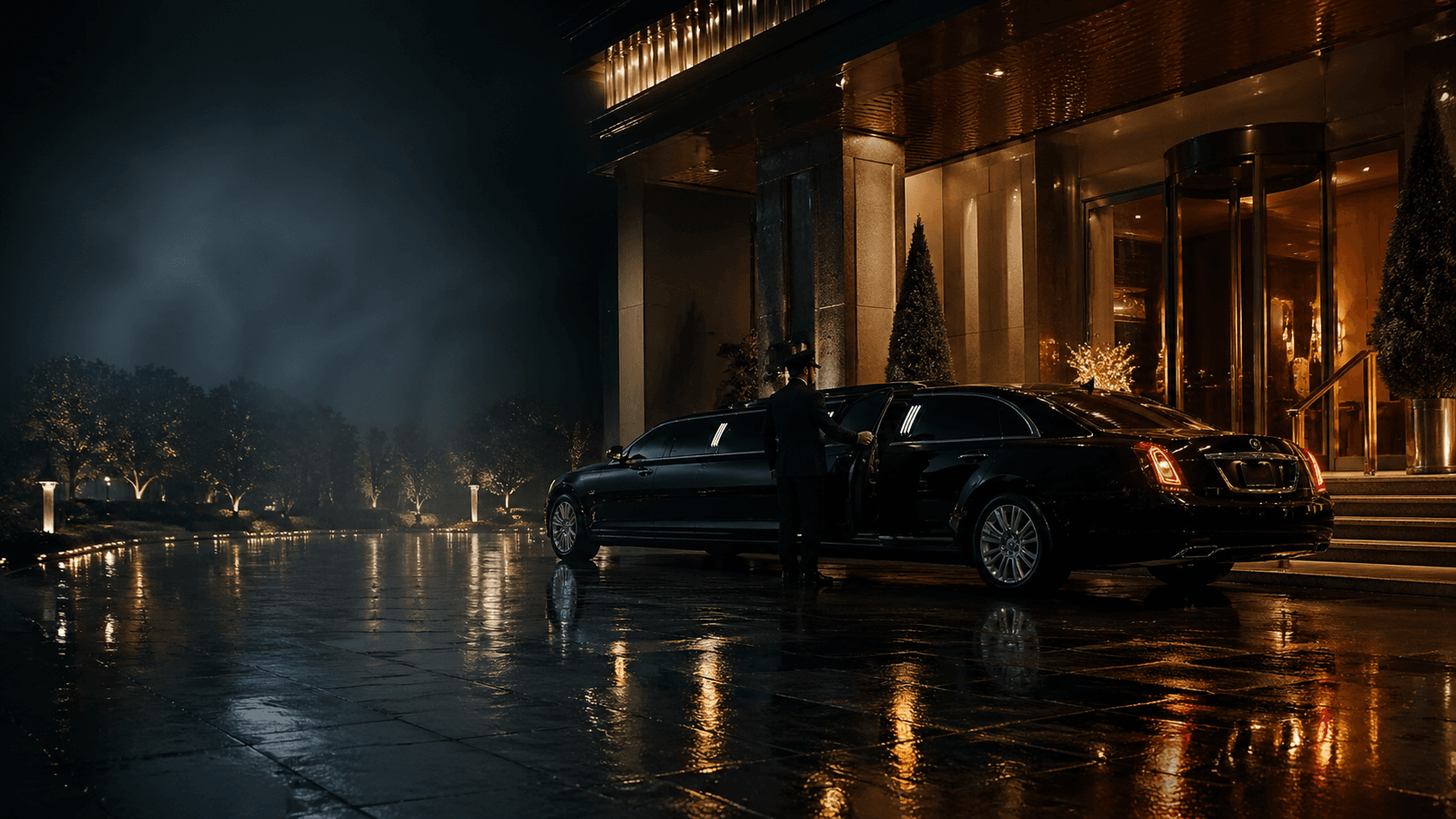 Luxury vehicle at night on a city street